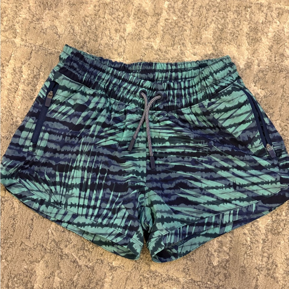 Athleta Teal and Navy Patterned Athletic Shorts